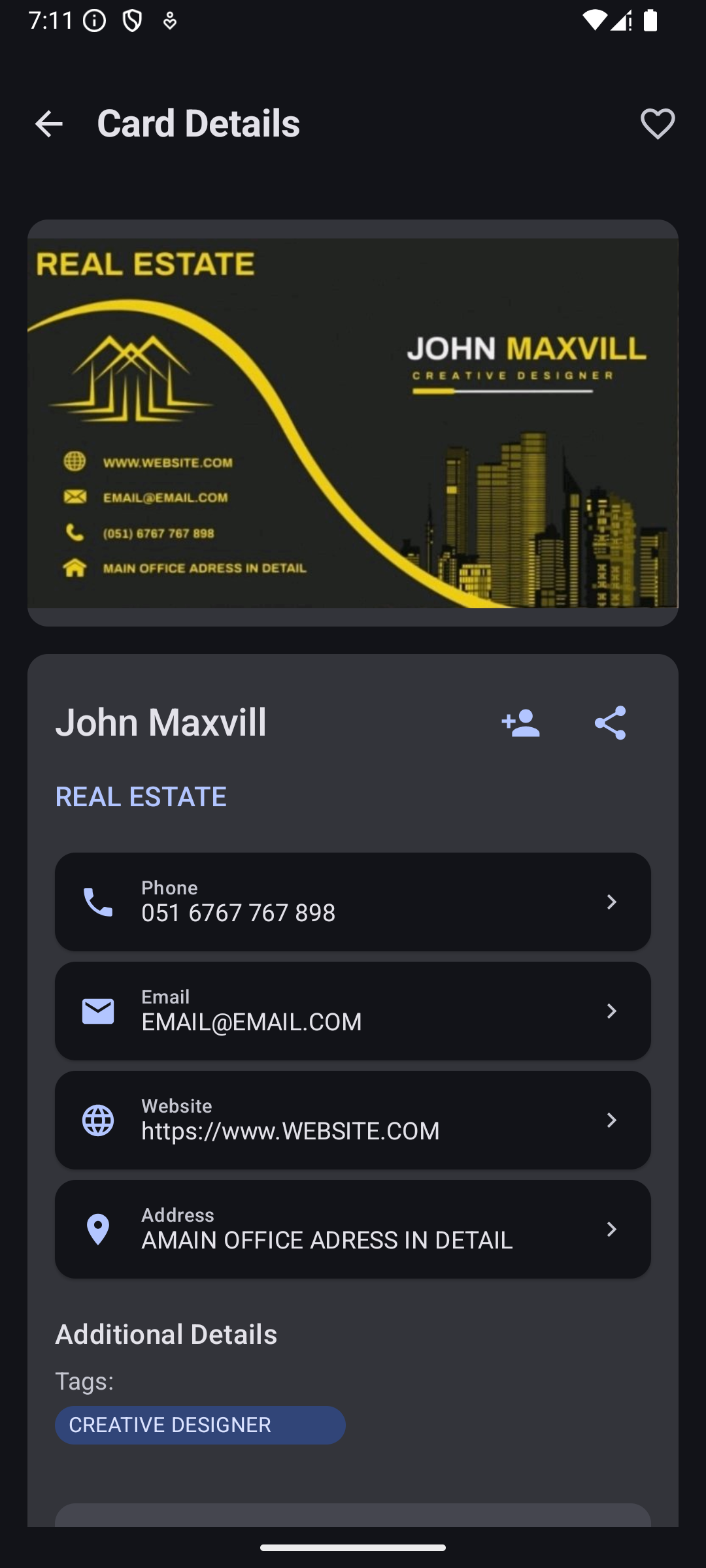 ScanCard Contact Card Preview